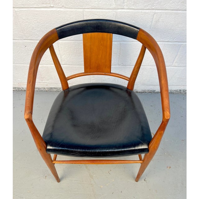 Black Mid-Century Modern Teak and Black Leather Chair For Sale - Image 8 of 9