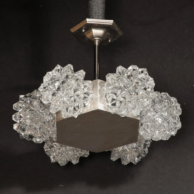 Mid-Century Hexagonal White Gold & Glass Shaded Chandelier by Kaiser Luchten For Sale - Image 11 of 11