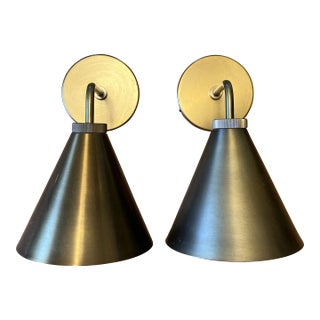 Pair of 1970s Bronze Wall Light Fixtures For Sale
