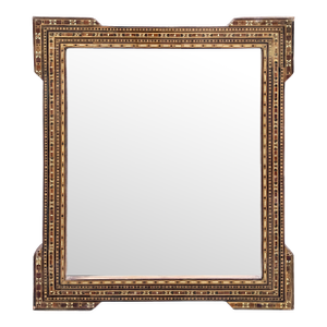 Vintage Marquetry Inlaid Damascus Mirror Frame