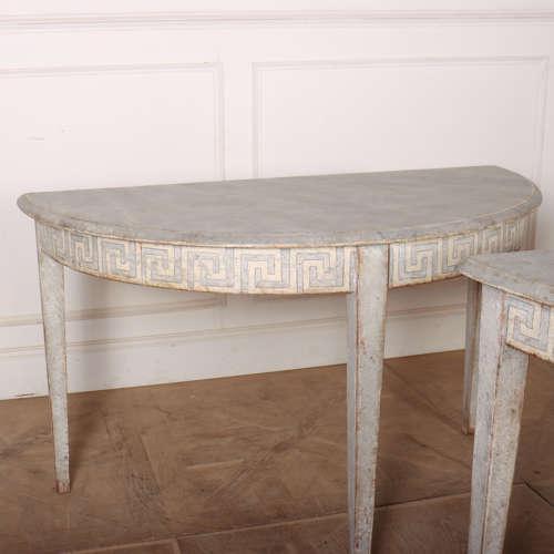 Swedish Demi Lune Consoles, Set of 2 For Sale - Image 5 of 9