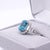 2020s 6Ct Blue Zircon Ring With Natural Diamond Accents: Solid 14k Gold, Oval 11x8mm, Size 6.75 For Sale - Image 5 of 9