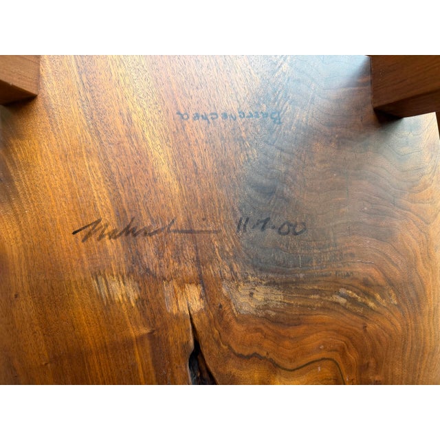 Wood 2000 Nakashima Woodworkers Conoid Chair in Figured Black Walnut & Hickory, Signed/Inscribed For Sale - Image 7 of 7