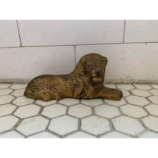 Mid Century Brass Lion Statue Decor For Sale - Image 9 of 9