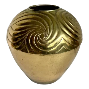 Modern Embossed Polished Brass Vase
