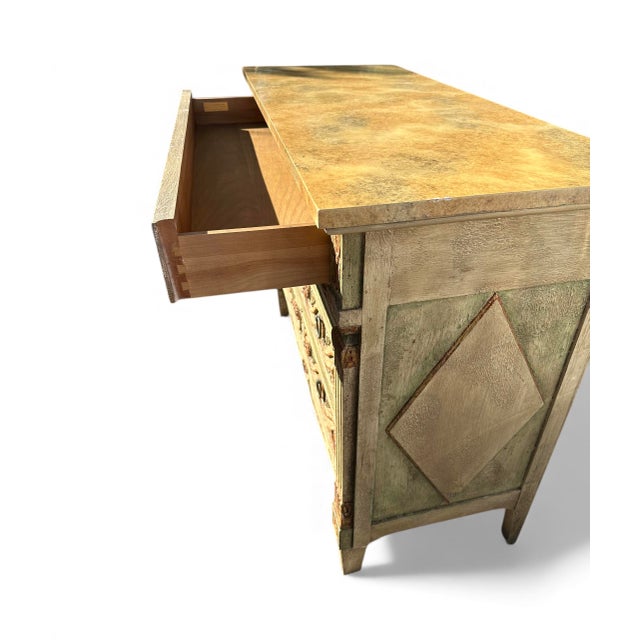 1980s Venetian Style Painted Palm Beach Regency John Widdicomb Chest of Drawers For Sale - Image 10 of 16