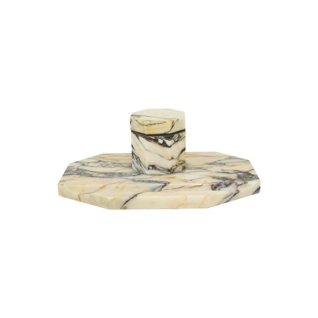 Art Deco Desk Inkstand with Inkwell and Pen Holder in Marble For Sale - Image 9 of 9