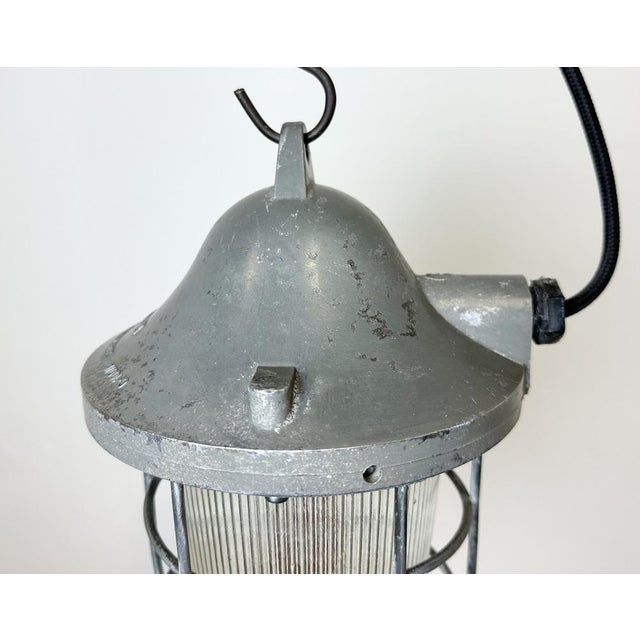 Industrial Industrial Grey Bunker Cage Light from Polam Gdansk, 1970s For Sale - Image 3 of 18