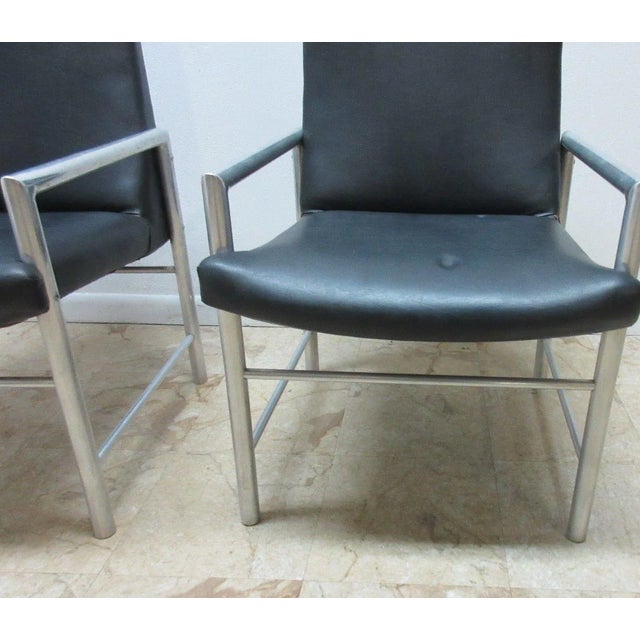 Metal Mid-Century Aluminum Tubular Arm Club Chairs - A Pair For Sale - Image 7 of 9