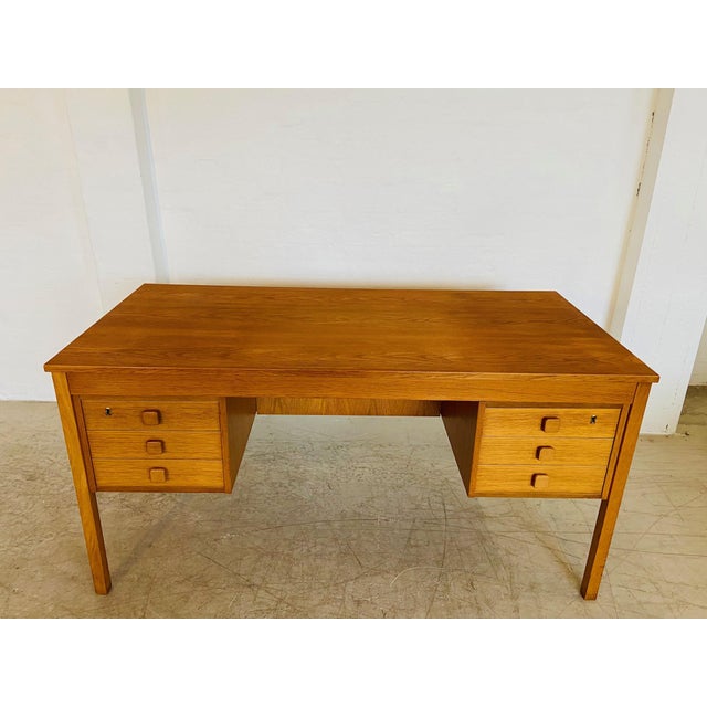 Wood Mid-Century Danish Oak Desk from Domino Møbler, 1960s For Sale - Image 7 of 18
