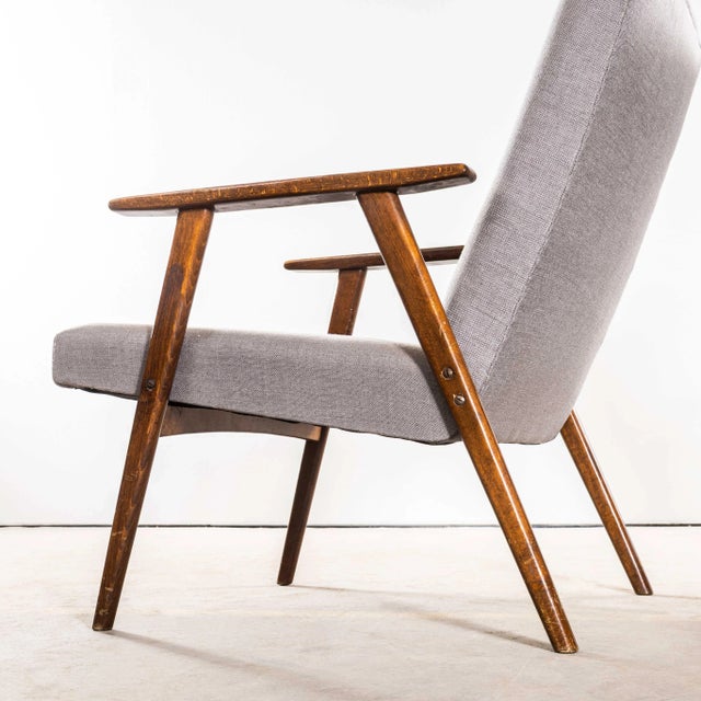 1950s Grey Cotton Velvet Armchair by Jaroslav Šmídek, 1950s For Sale - Image 5 of 8
