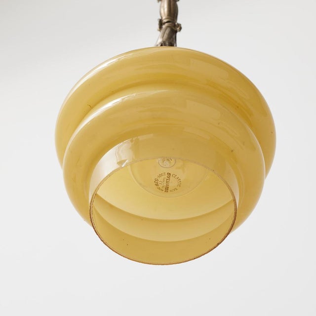 Vintage French Yellow Glass Hanging Lamp, 1930 For Sale - Image 11 of 15