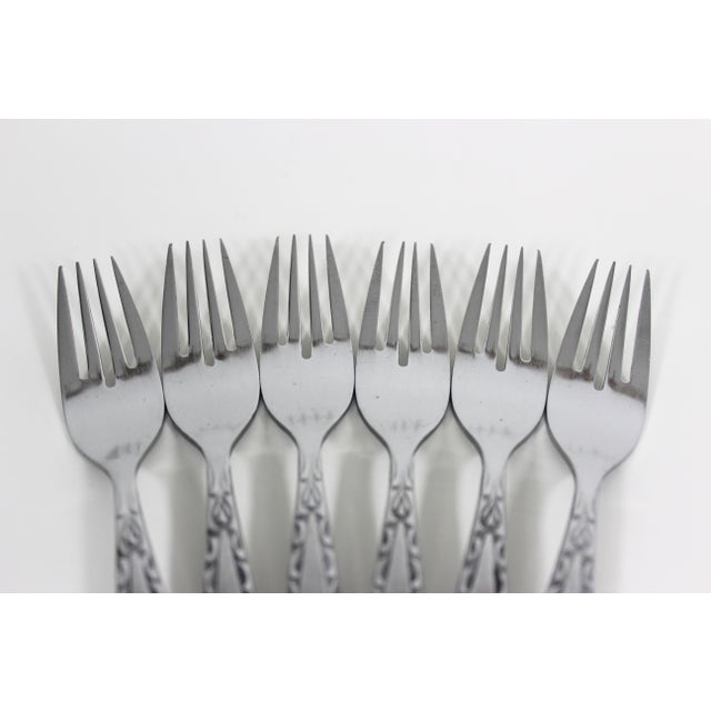1960s Mid Century ModernVenetia Dinner Fork Stainless Steel Oneida Community Matching - Set of 6 For Sale - Image 5 of 11
