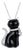 14k White Gold Black Onyx & Diamond Cat Pendant Necklace For Sale
