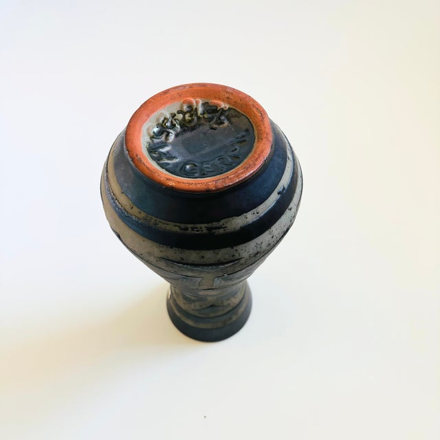 Mid Century Black West German Pottery Vase by Carstens For Sale - Image 9 of 10