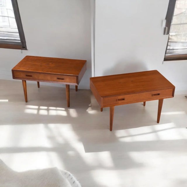 Mid-Century Modern Lyby Mobler Danish Teak Wide Nightstands or Side Tables For Sale - Image 3 of 14