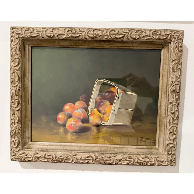 Peaches still life painting 13"x9.5" by Edward Prichard (1864-1935).