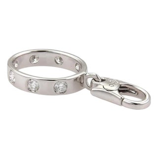 Mid 20th Century Cartier Love 7 Diamond 18k White Gold Mini Ring Charm w/Paper For Sale