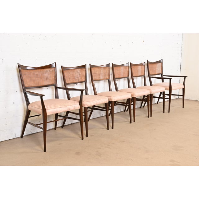 Paul McCobb Connoisseur Collection Sculpted Mahogany and Cane Dining Chairs, Set of Six For Sale - Image 11 of 11