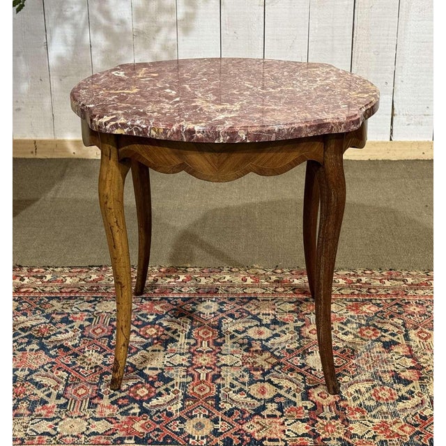 20th Century Louis XV Pedestal Table in Rosewood and Oak with Marble Top For Sale - Image 10 of 10