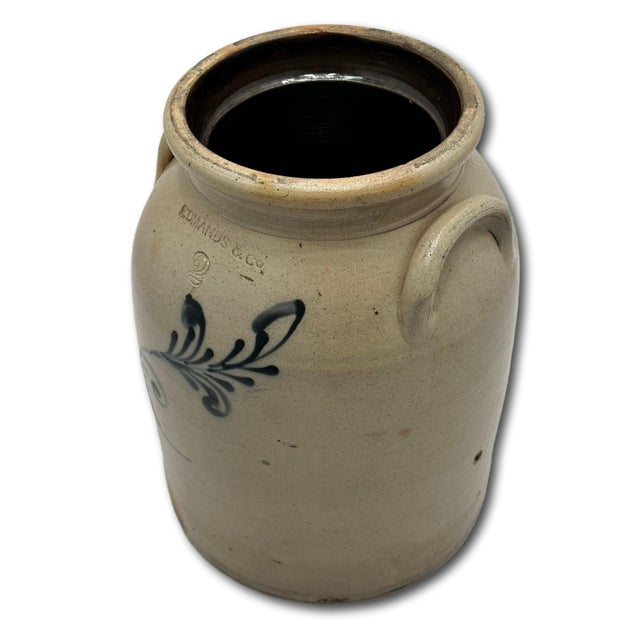 Nice Antique American Blue Decorated 2 Gallon Size Stoneware Butter Churn by Edmonds & Co. Charlestown Massachusetts For Sale - Image 9 of 18