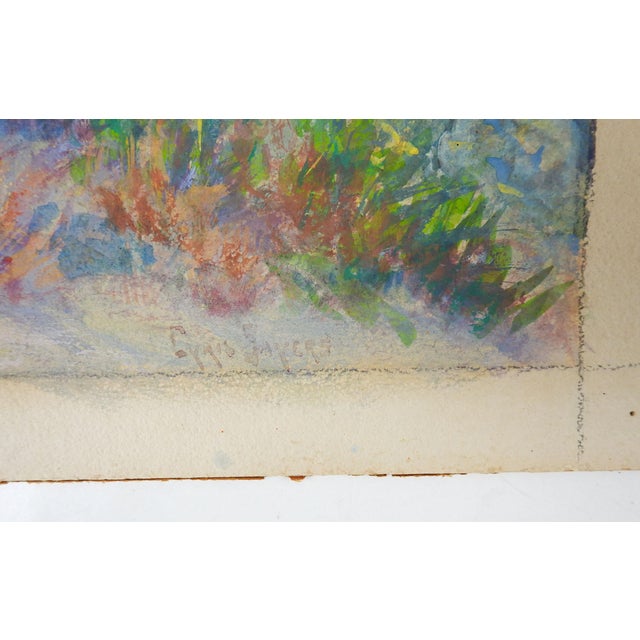 Mid 20th century colorful gouache on artist board landscape painting. Signed Cyril Sayers (20th century) lower right...