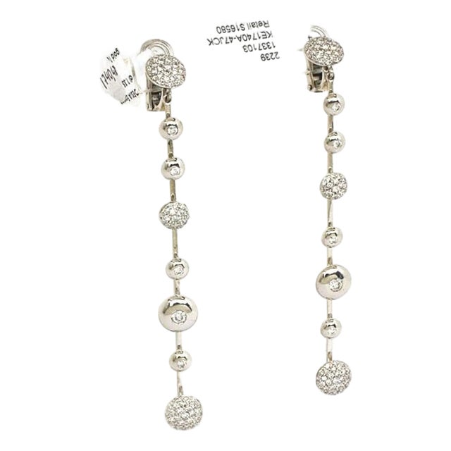 Koesia Italy 18k & Diamonds Ladies Turning discs Long Drop Earrings For Sale