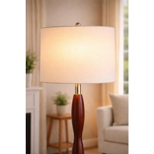 Vintage Sculptural Wood & Brushed Nickel Floor Lamps – Pair For Sale - Image 4 of 10