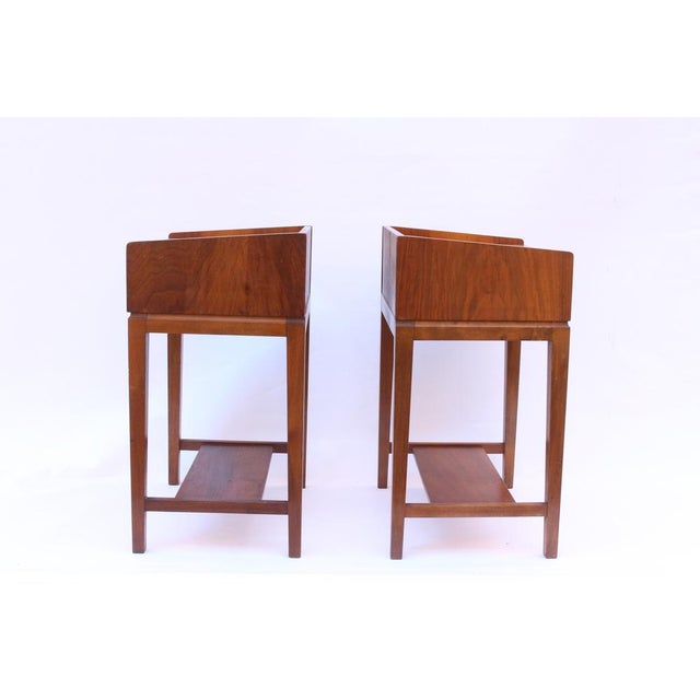 Wood Vintage Bedside Tables in Walnut and Beech, 1950s, Set of 2 For Sale - Image 7 of 18