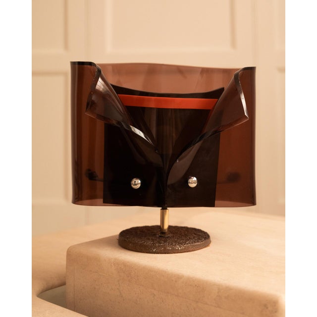 Claude Bleynie (1923-2016) Monsignor Lamp in acrylic glass (Altuglas) structure, bronze base. Unique piece. Signed by the...