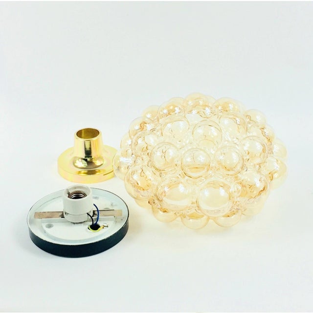 Gold Large Mid-Century Modern Amber Bubble Glass Ceiling Lights by Helena Tynell for Limburg, Germany, 1960s, Set of 2 For Sale - Image 8 of 10