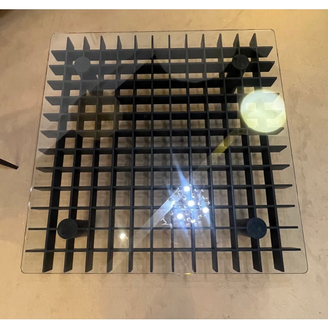 Mid-Century Black Wood and Glass Coffee Table in the style of Gianfranco Frattini, Italy, 1970s, in Very Good conditions....