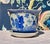 Vintage Asian Blue & White Planter with Saucer, styled after Canton Ware This elegant planter, measuring 8" wide by 6"...