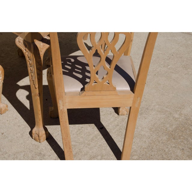 Late 20th Century Handcrafted Chippendale-Style Game Table and Four Chairs With Leather, Set of 5 For Sale - Image 14 of 14