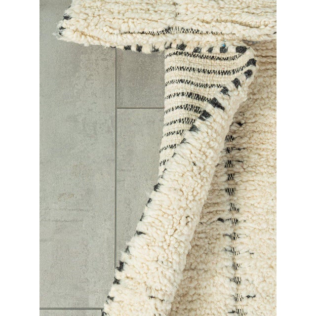 White Berber Rug with Stripes For Sale - Image 8 of 10
