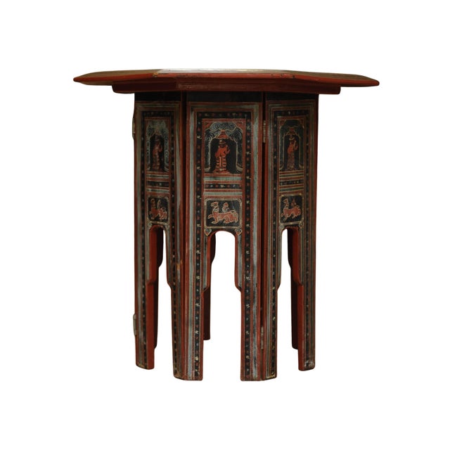 Victorian Folding Tea Table with Paintings, 1890s For Sale - Image 5 of 9