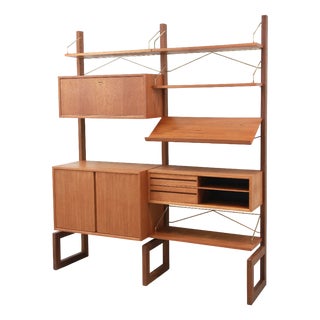 Two-Strip Freestanding Modular Royal System Shelving System in Teak by Poul Cadovius, 1960s, Set of 11 For Sale