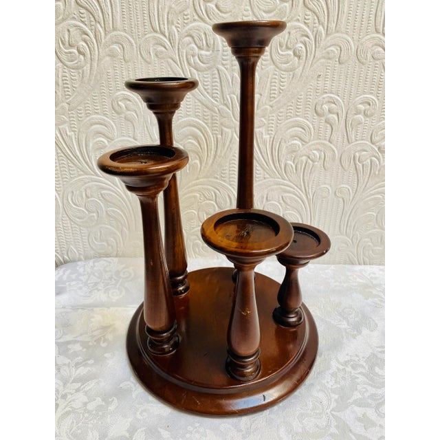 Mid-Century Modern Vintage Mid Century Teak 5 Graduated Tiers Candleholder For Sale - Image 3 of 8