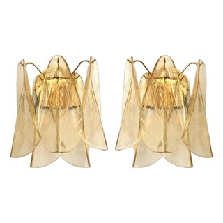 Amber Rondini Murano Glass Gold Wall Sconces by Simoeng, Set of 2 For Sale