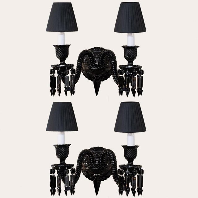 Black Black Wall Lamps from Baccarat, 1990, Set of 2 For Sale - Image 8 of 9