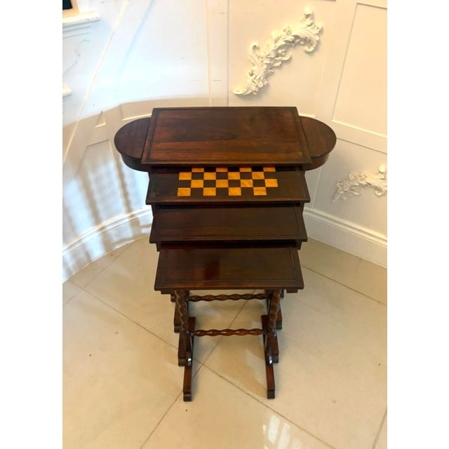 Hollywood Regency Antique Regency Rosewood Nest of Four Tables with Integrated Chess Table, 1830, Set of 4 For Sale - Image 3 of 18