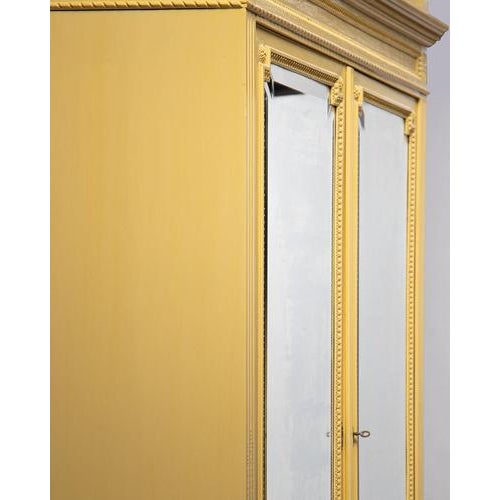 Yellow Louis XVI Yellow Painted Mirror Door Armoire For Sale - Image 8 of 14