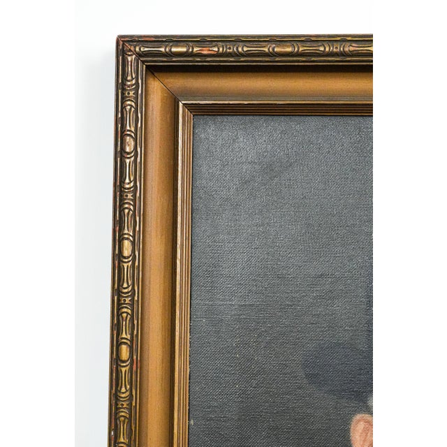 Huge Distinguished Antique Art Deco Oil Painting of Man in Suit Dandy Fashion Framed Portrait Home Wall Decor For Sale - Image 16 of 17