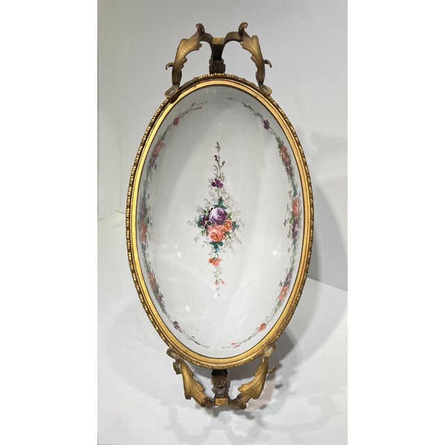 19th Century French Sevres Louis XV Style Porcelain Gilt Bronze Centerpiece Bowl For Sale - Image 14 of 15