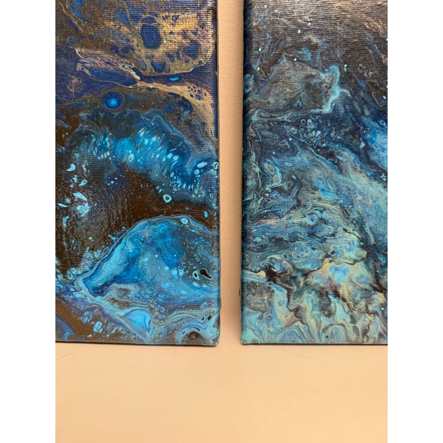 Vintage Contemporary Abstract Expressionist Original Oil Paintings, a Pair For Sale - Image 4 of 12