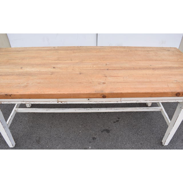 Pine Stretcher Base Farmhouse Table, Circa 1910 For Sale - Image 12 of 12
