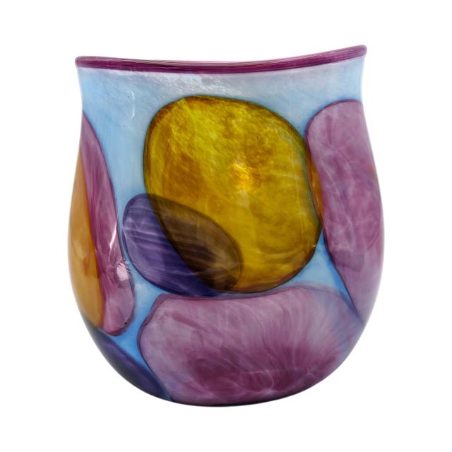 Contemporary Brubaker Hand-Blown Abstract Art Glass Vase 7" For Sale - Image 3 of 13