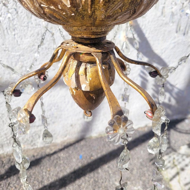 Genoese Chandelier in Gilded Wood and Crystal, Early 19th Century For Sale - Image 13 of 16