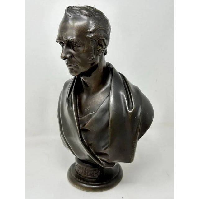 Antique Male Bronze Bust George Stephenson Railways Interest Edward William Wyon For Sale - Image 4 of 11