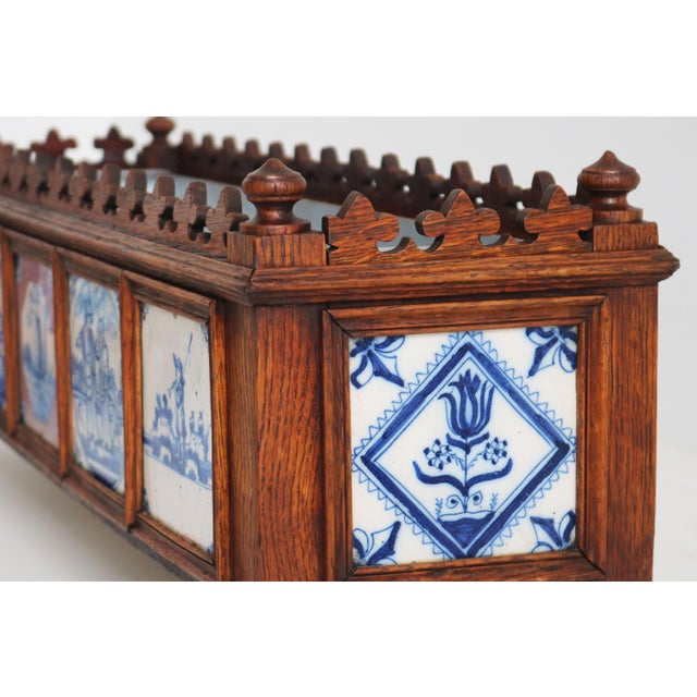 19th Century Dutch Planters with Delft Tiles Oak, 1650, Set of 2 For Sale - Image 13 of 18
